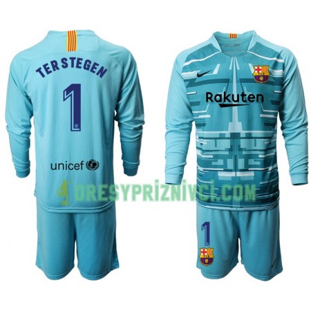 Fotbalový Komplet FC Barcelona Brankářské TER STEGEN 1 Dětské III 2019-2020 Dlouhý Rukáv (+ trenýrky)